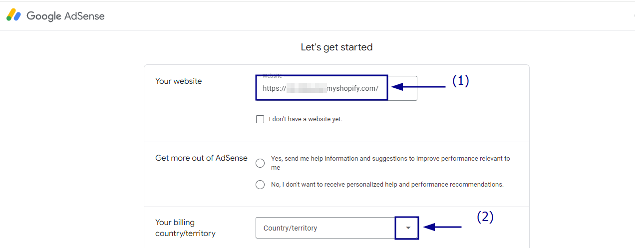Go to Google AdSense and sign up for an account.